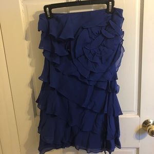EXPRESS Blue Dress with Ruffles, Size 4